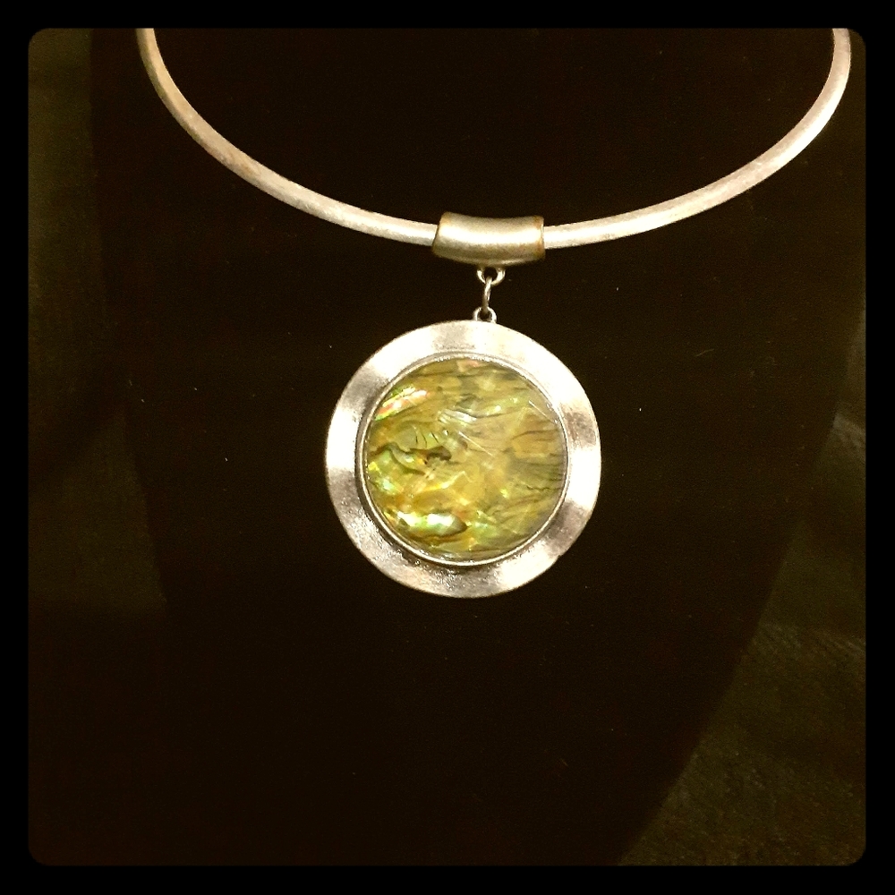 Unique checker style stone pendant